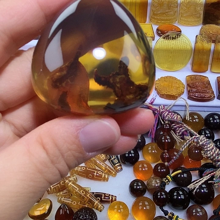 琥珀未镶嵌吊坠(不含链)天然缅甸琥珀茶珀特色珀