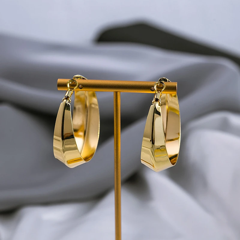 铁合金陶瓷耳饰 几何圆圈耳环镜面抛光金属风耳钉个性气质轻奢