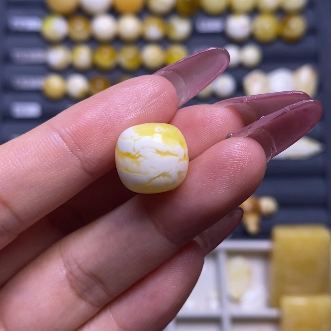 蜜蜡未镶嵌珠宝奇石瓷白橘金溶洞虎皮妖花老型13.7*13.1mm