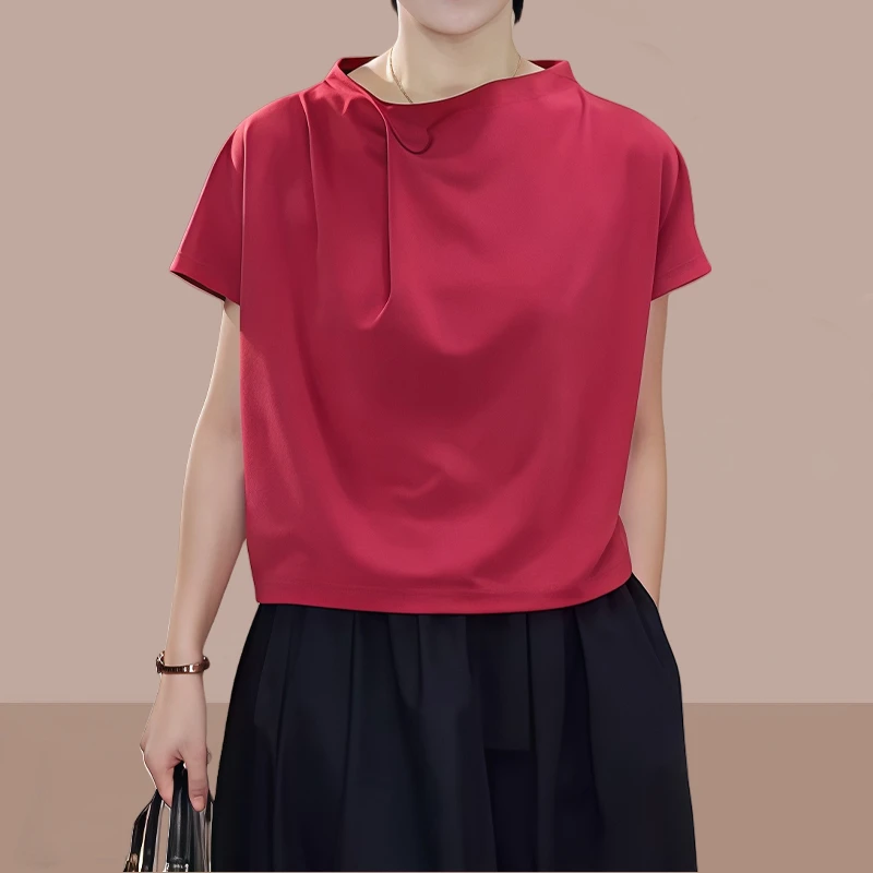 高含棉时尚气质减龄短袖卫衣女2025年夏季新款小个子遮肉百搭上衣