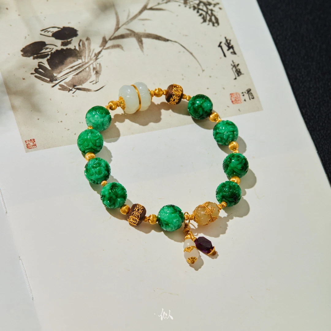 L【晚乔】·似梓珠宝· 18k翡翠白玉手串 SZCC2050220