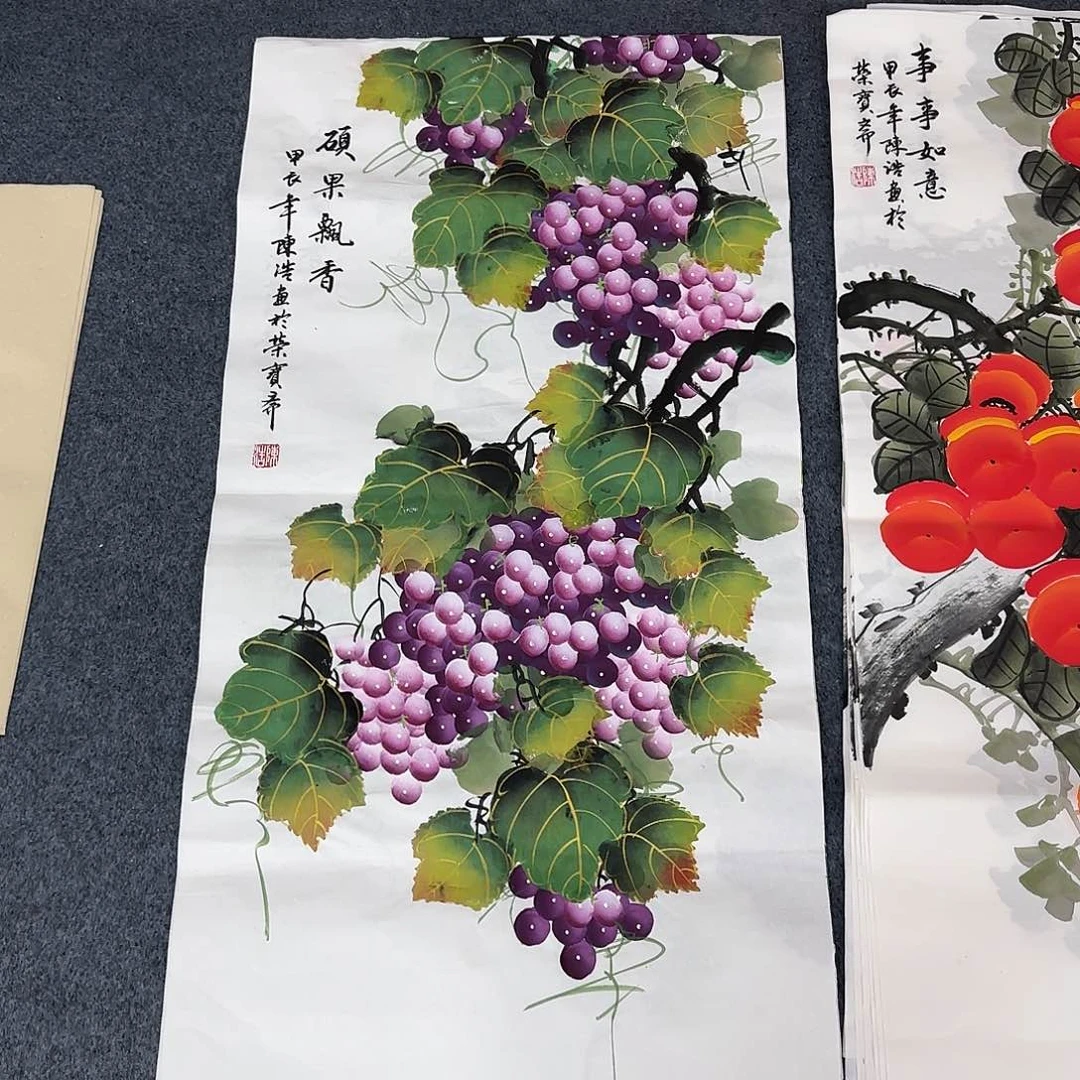 国画尺寸50X100手绘作品 