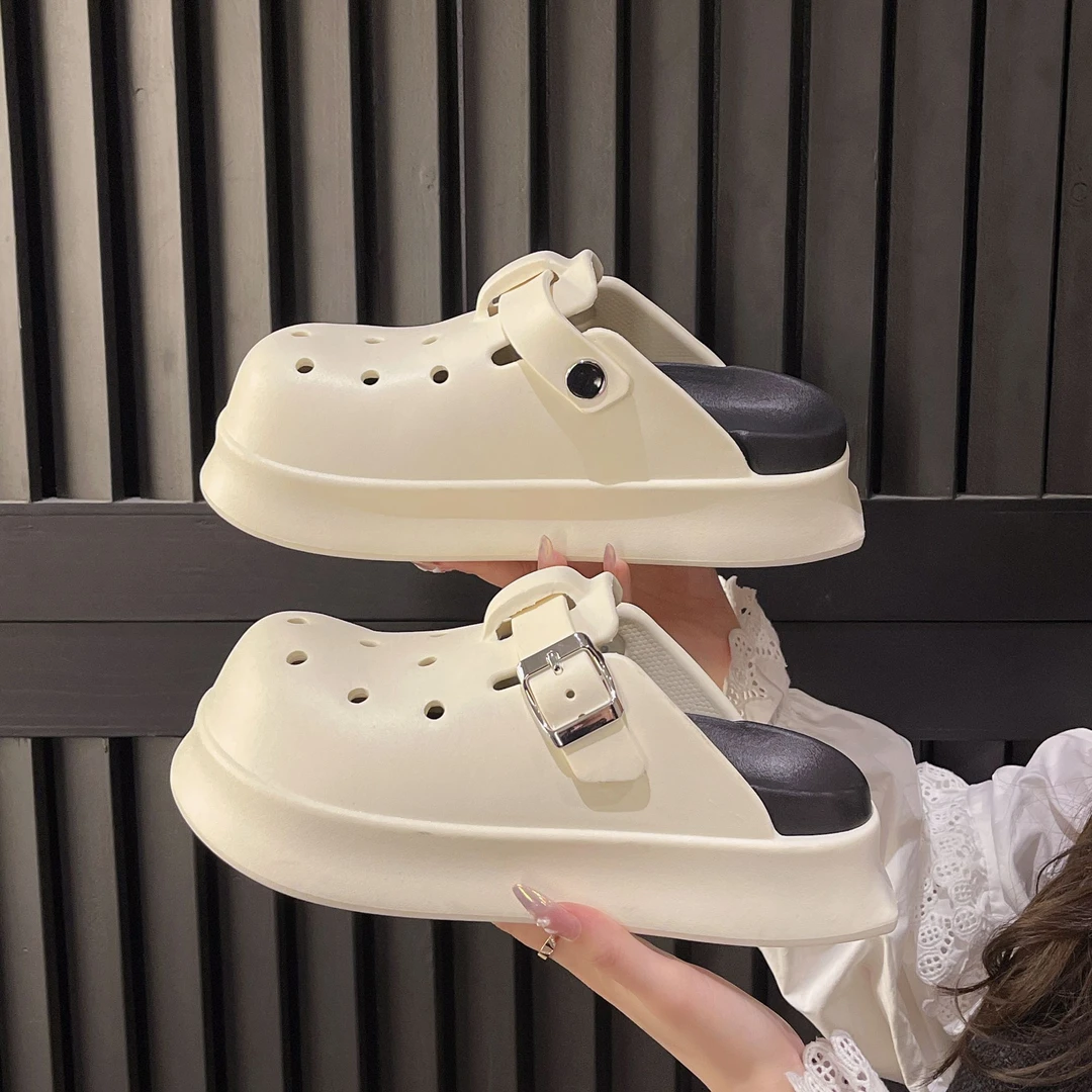 5.0厚底欧若智性风博肯洞洞鞋女夏季2025增高外穿时尚沙滩凉拖鞋