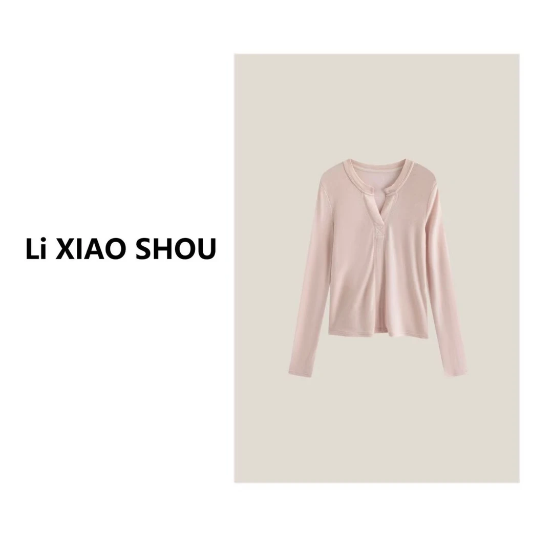 李小瘦大码女装【拉奈海岛】新款百搭舒适亲肤长袖修身打底70D