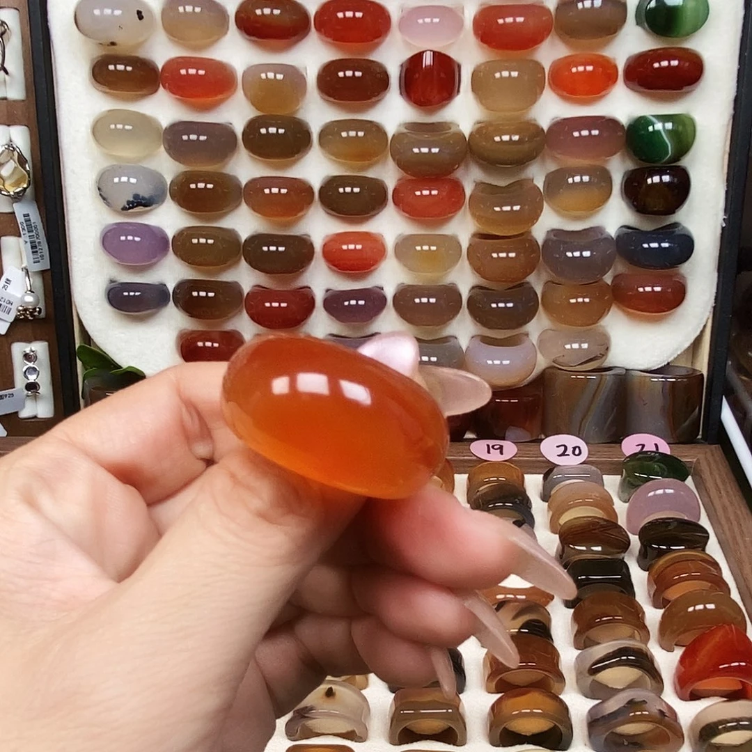 米***粒玛瑙/玉髓未镶嵌戒指