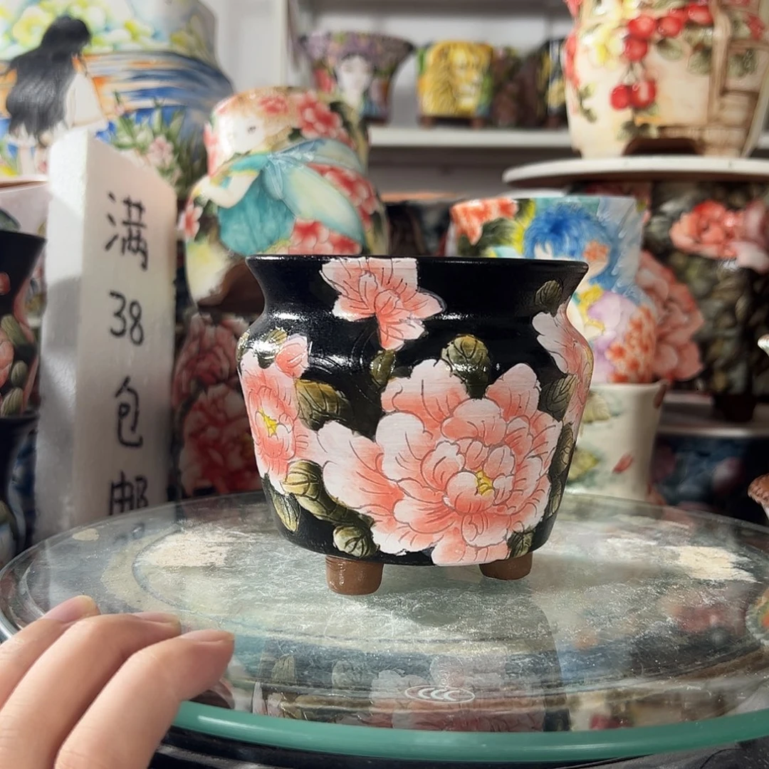 景德镇手绘花盆幸运花盆