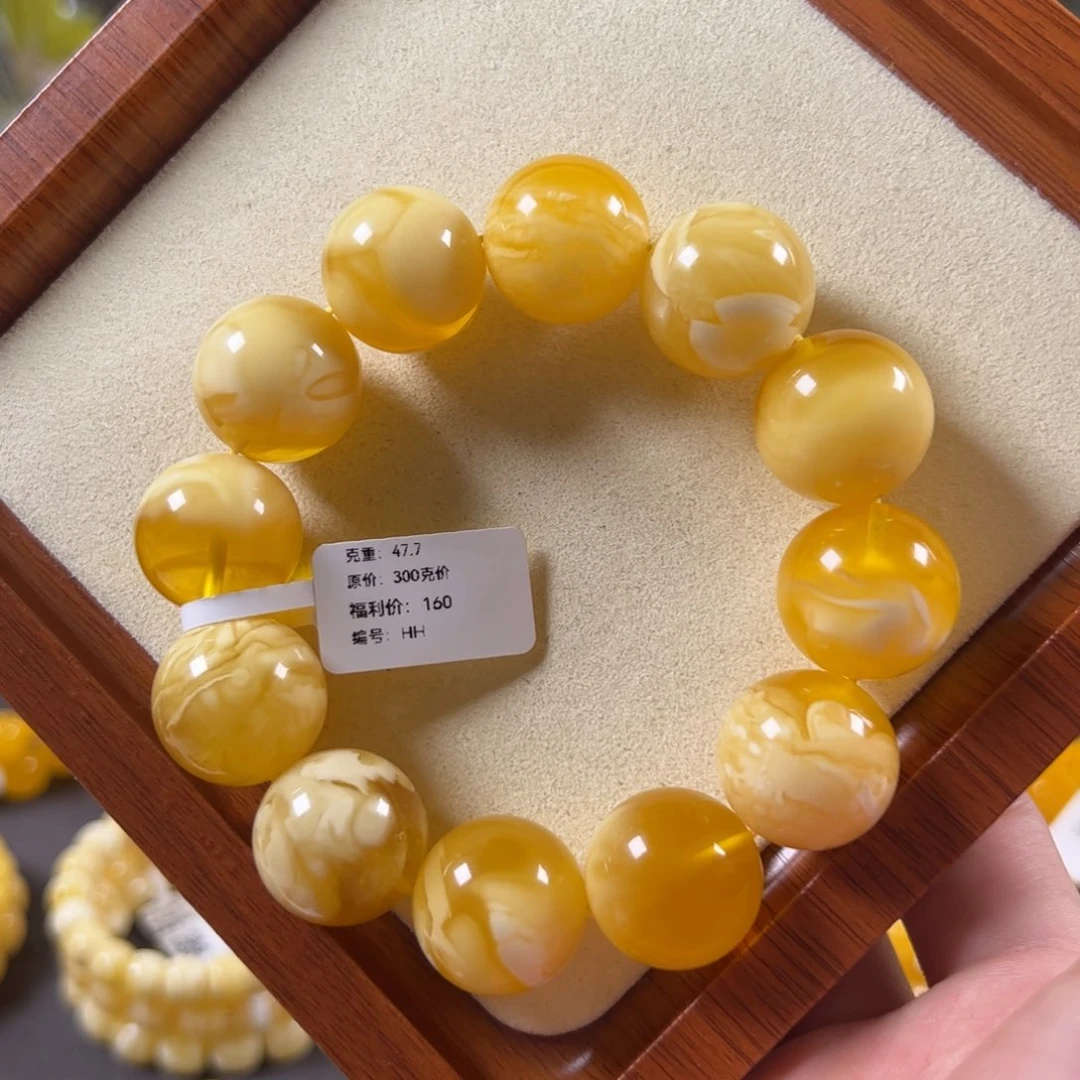 裸石蜜蜡未镶嵌19mm俄料金白虎皮纹圆珠hh