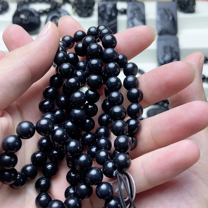 未镶嵌手链和田玉`****g和田玉墨玉卡8项链108带三通