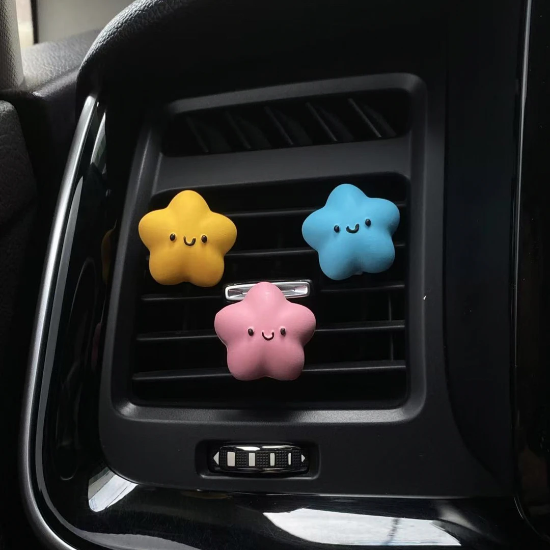 彩色幸运星星车载香薰空调出风口夹装饰品汽车内饰摆件