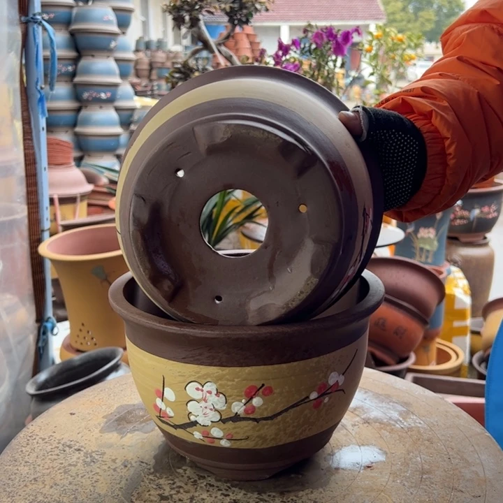 紫砂宜兴紫砂花盆005小一对