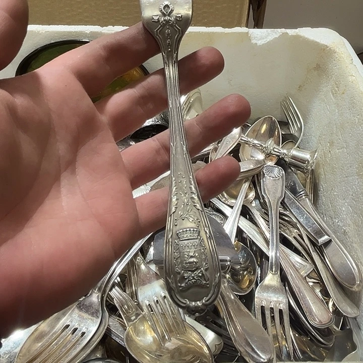 白***夜贵金属欧洲中古老物件叉子