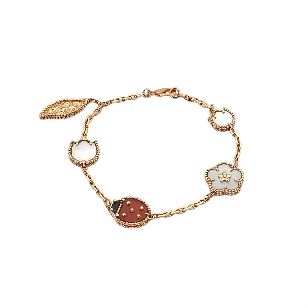 99新 梵克雅宝 珊珊专属 Lucky 5图案 手链 玫瑰金 22年