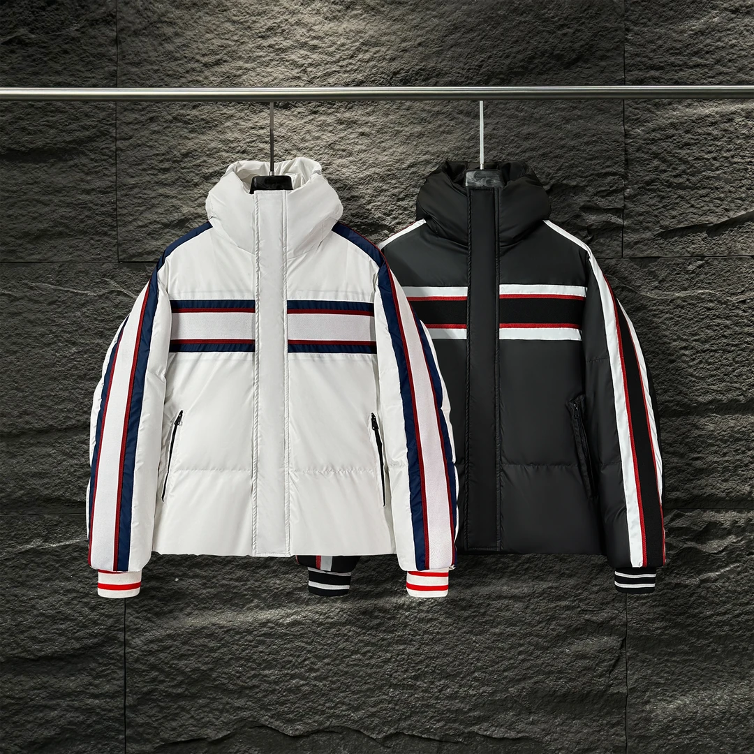 CB-8809-冬季上新高级感织带拼接羽绒服