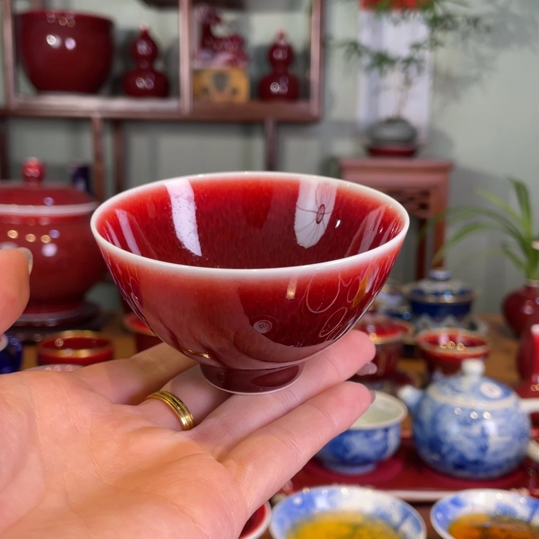 清欢雅玩原矿郎红福利鸡心杯