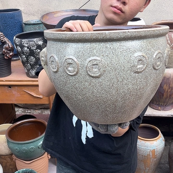 紫砂花盆高度23口径30无孔