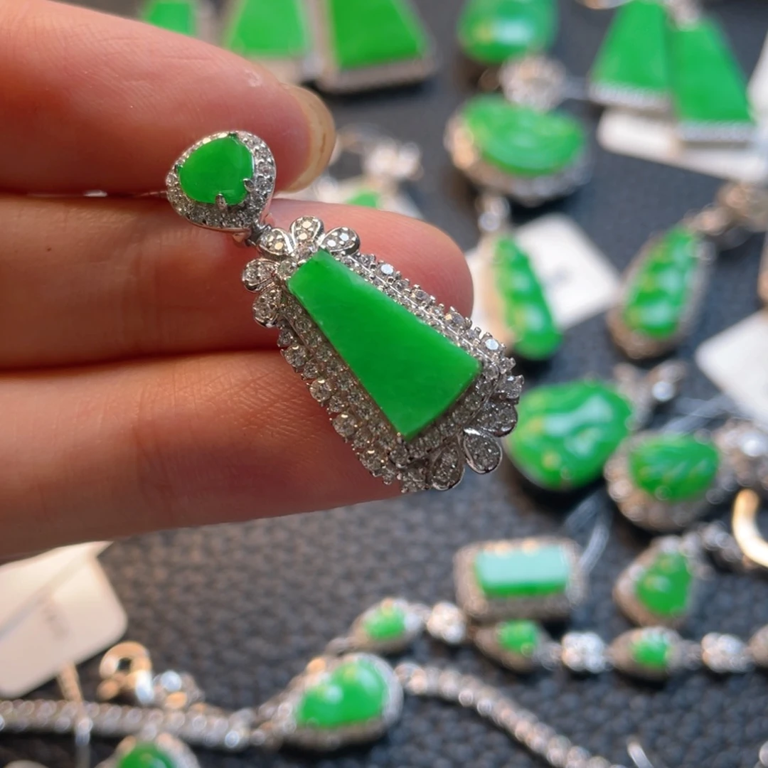 翡翠银S925镶嵌吊坠(不含链)