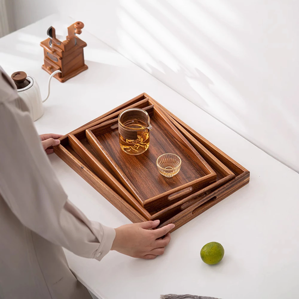 复古风简约格调方形中式餐用托盘大号水果盘茶盘创意