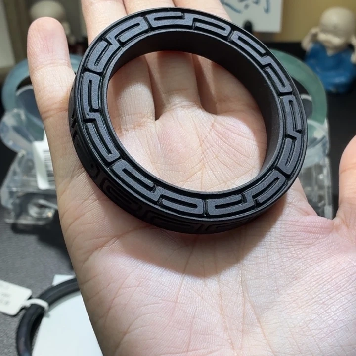 翡翠未镶嵌手镯磨砂钢琴黑