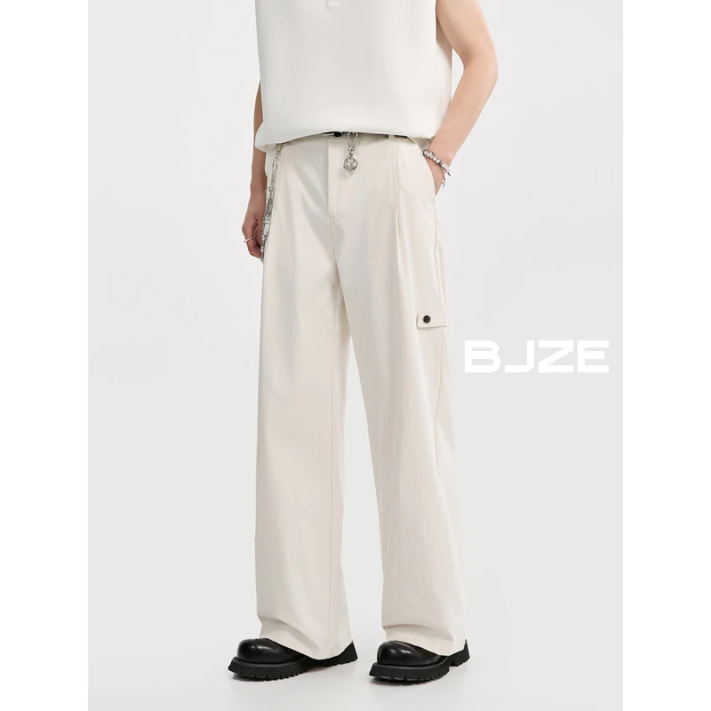 [凉感超太棉轻薄款]BJZE男装夏季宽松直筒工装休闲通勤裤F521268