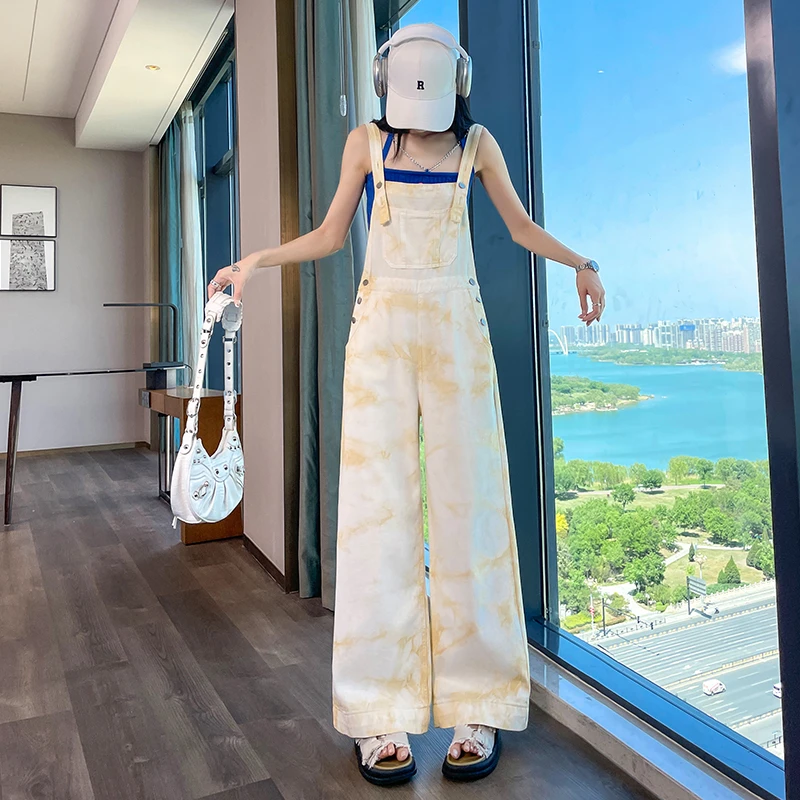 减龄牛仔背带裤阔腿裤女春秋2025新款显瘦时尚韩版宽松休闲连体裤