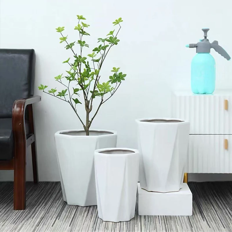 北欧陶瓷花盆家用白色简约客厅绿植发财树专用金钱树虎皮兰兰花盆