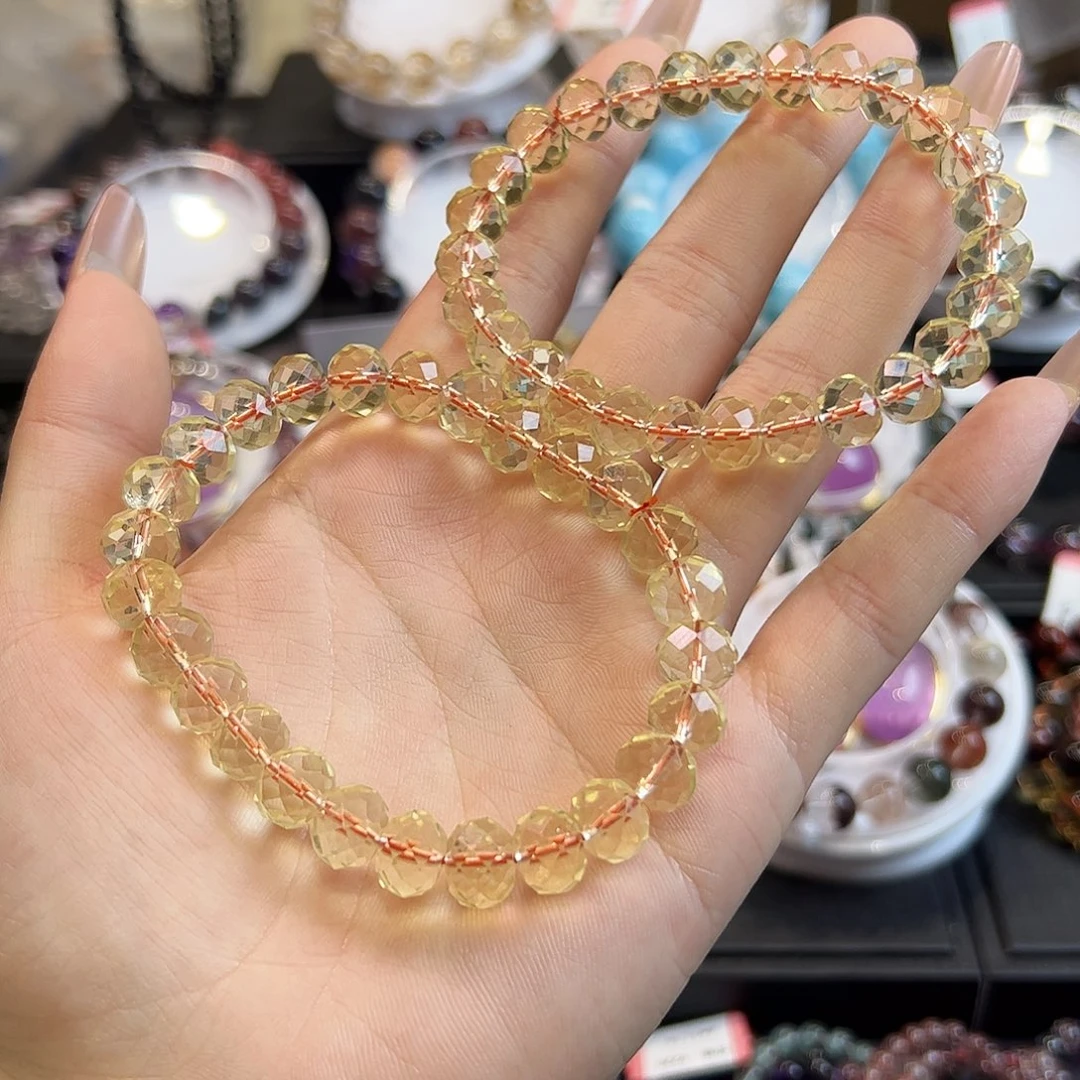 未镶嵌手链水晶sg1黄水晶算盘珠9+