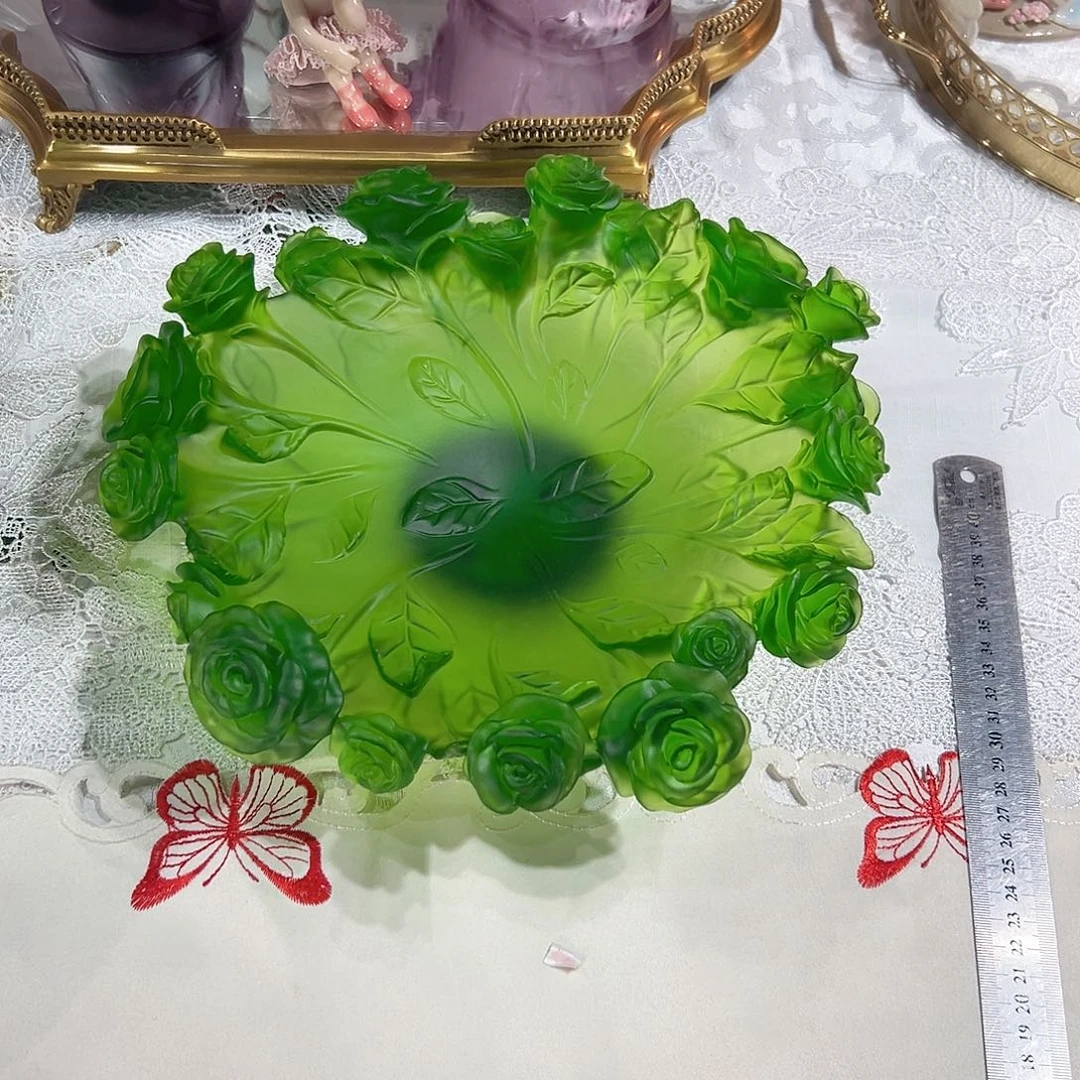陶瓷QAA258祖母绿脱蜡水晶玫瑰花盘
