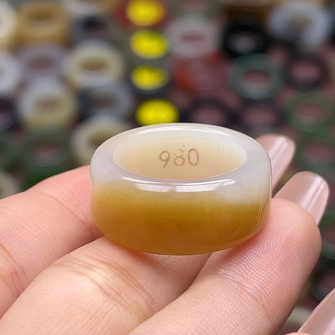 和田玉未镶嵌戒指17.9日照金山