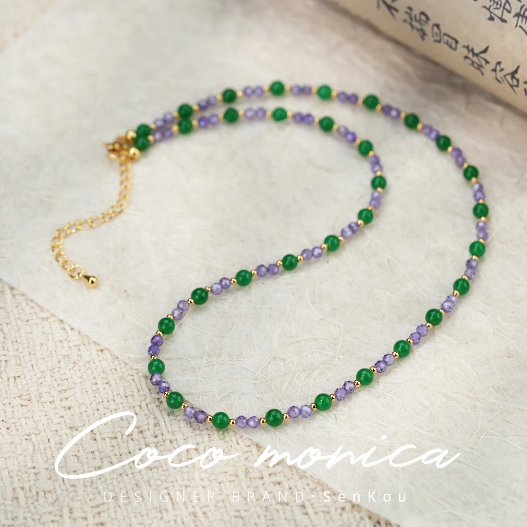 【小霞珠宝】玛瑙锆石时尚个性女士气质项链 AE805