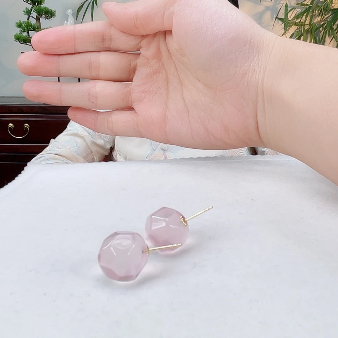 水晶耳饰18K金镶嵌水晶