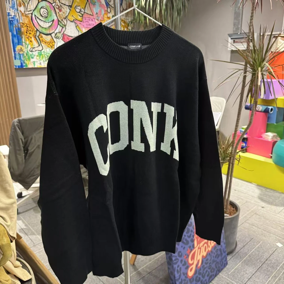 【聚猩03】CONKLAB黑色胸前印花针织毛衣 潮流服饰 尺码可选