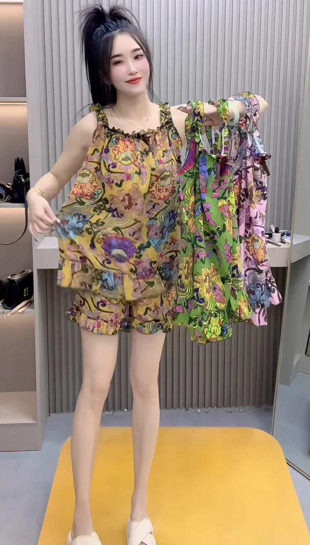 夏季新款韩版时尚吊带短裤洋气显瘦家居服套装