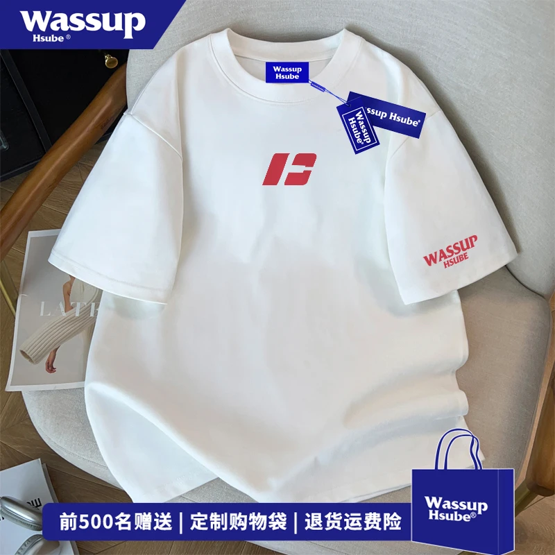 WASSUP HSUBE国潮牌hiphop街头短袖T恤男夏季复古字母百搭上衣女