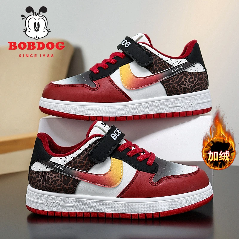 Bobdog/巴布豆儿童棉鞋男童秋冬季新款加绒保暖板鞋防滑运动潮鞋