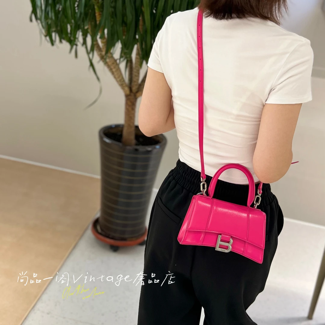 95新 Balenciaga/巴黎世家 尚品一阁/芭比粉沙漏包XS码