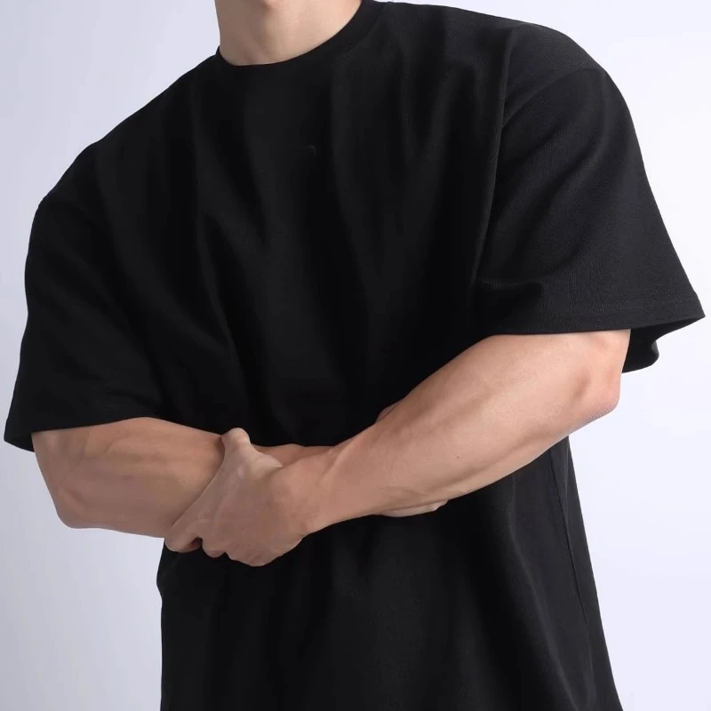 特大码300斤重磅纯棉短袖夏季宽松潮牌健身肌肉训练撸铁T恤男上衣