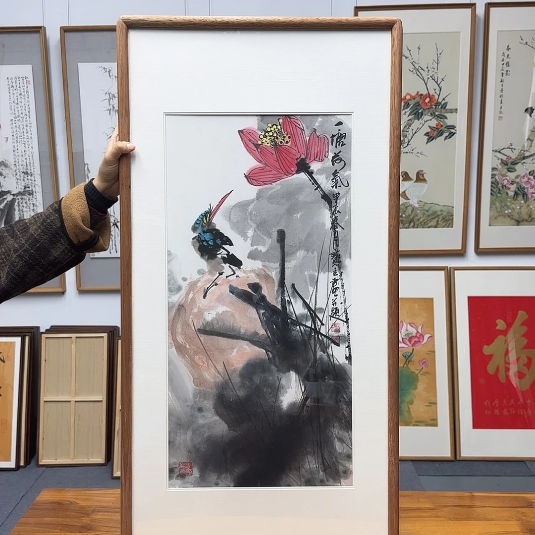 国画张宝立荷花100*50