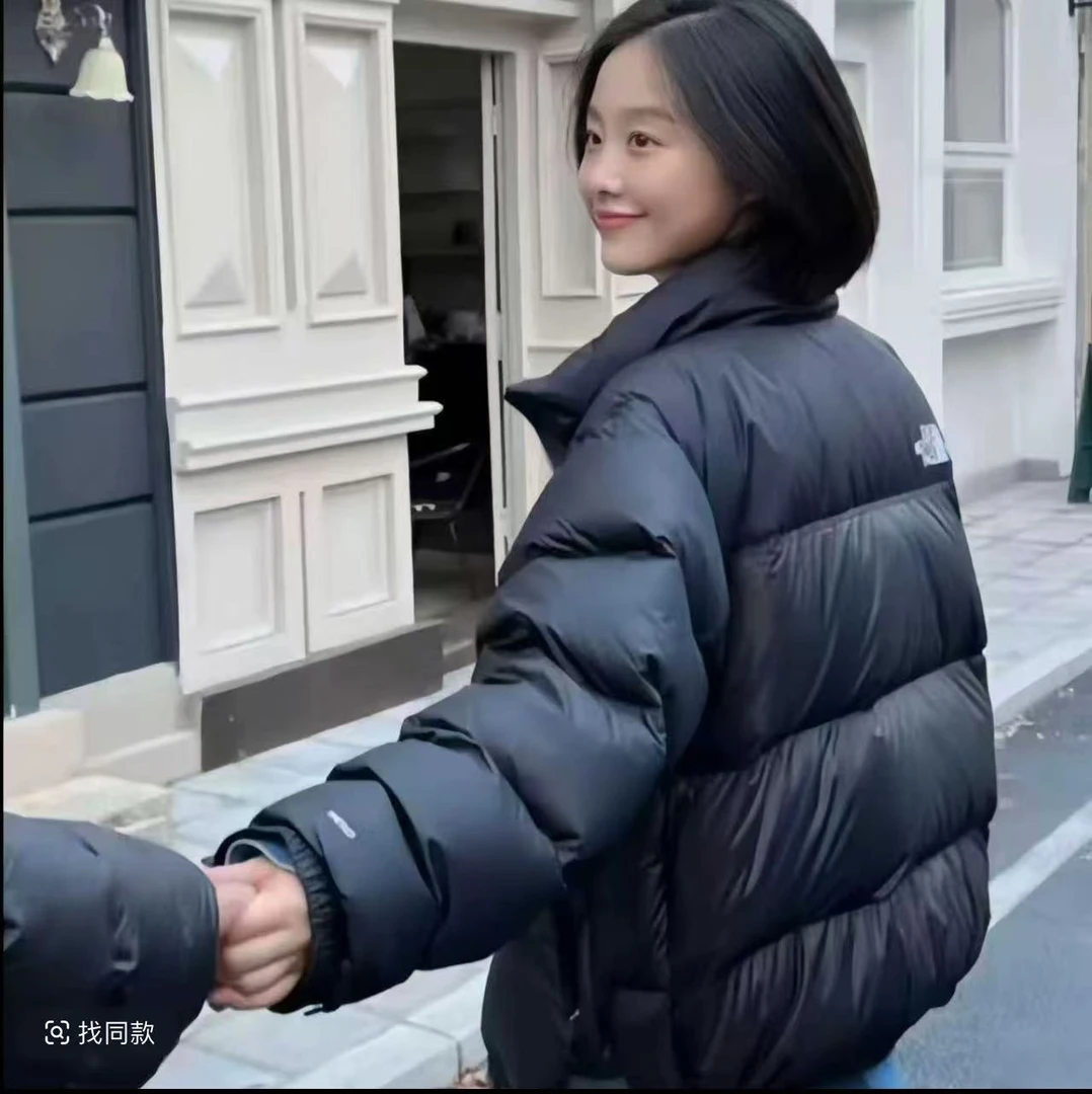 蓬宽松加厚刺绣保暖户外连帽羽绒外套