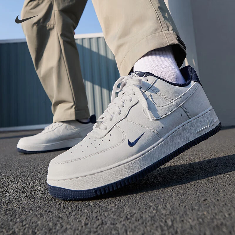 耐克NIKE男鞋AF1空军一号运动鞋百搭休闲鞋板鞋白深蓝HM9483-001