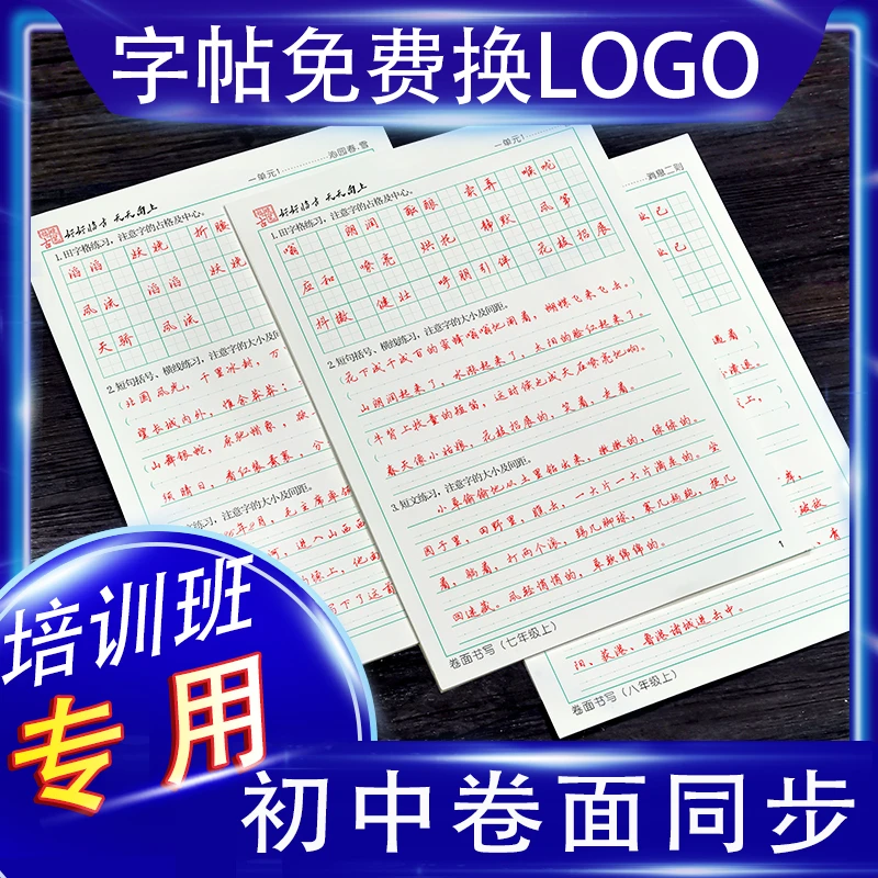 硬笔楷书初中考同步高分美文横线格小方格卷面分书写提高训练字帖