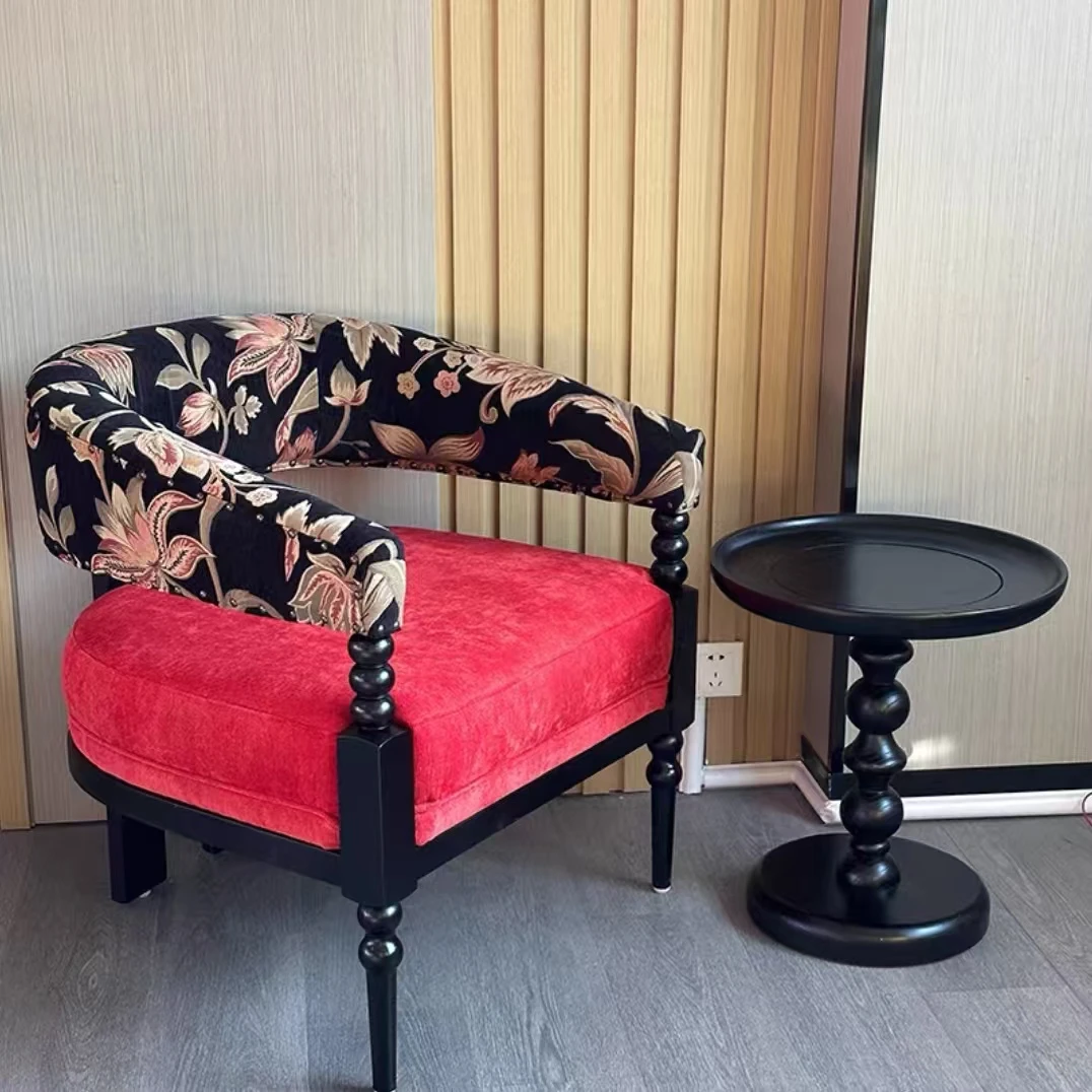 法式复古沙发椅设计师款客厅布艺休闲椅高端轻奢椅单人椅