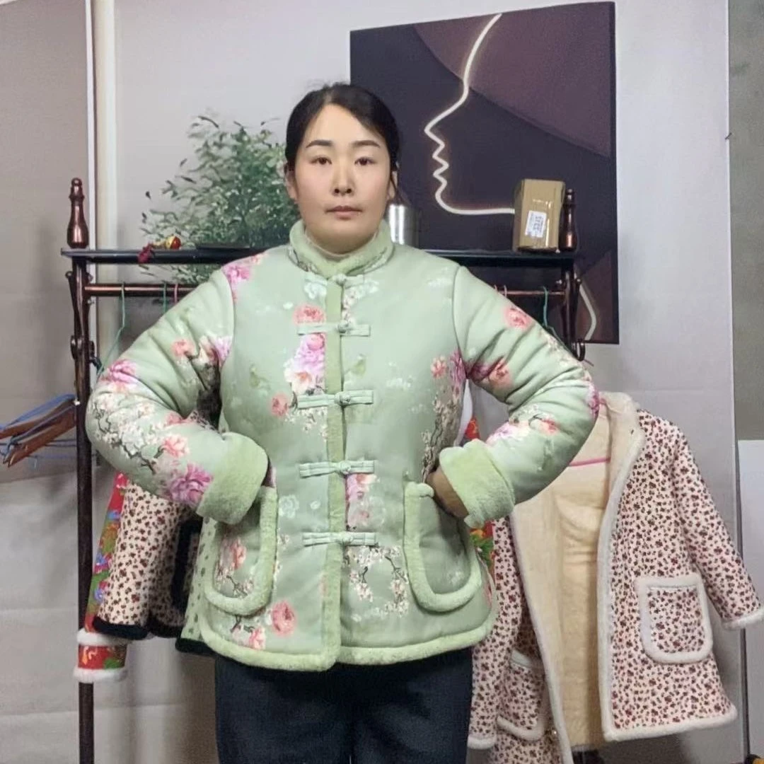 国风正禁复合绒小花袄
