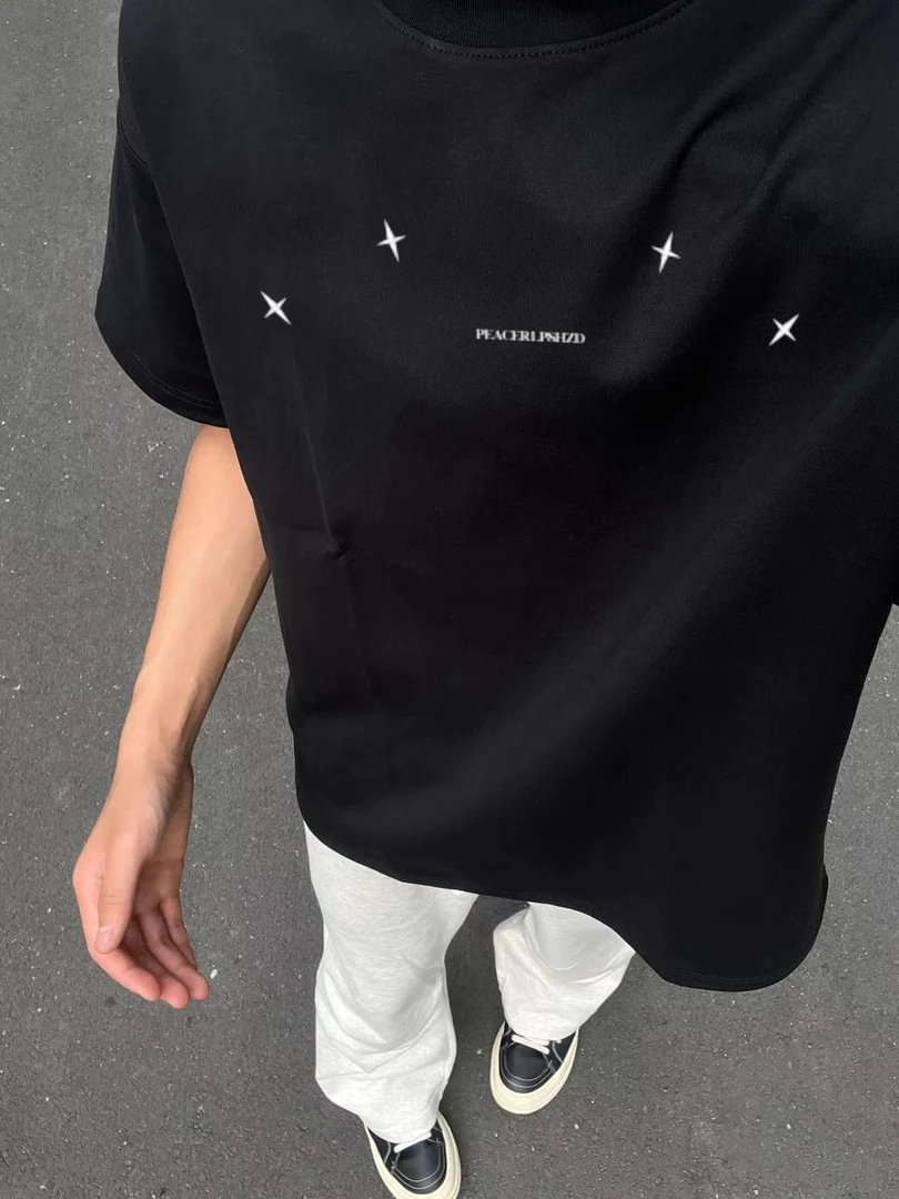 【重磅纯棉】美式潮牌印花短袖T恤宽松圆领打底潮牌创意原创夏季ins