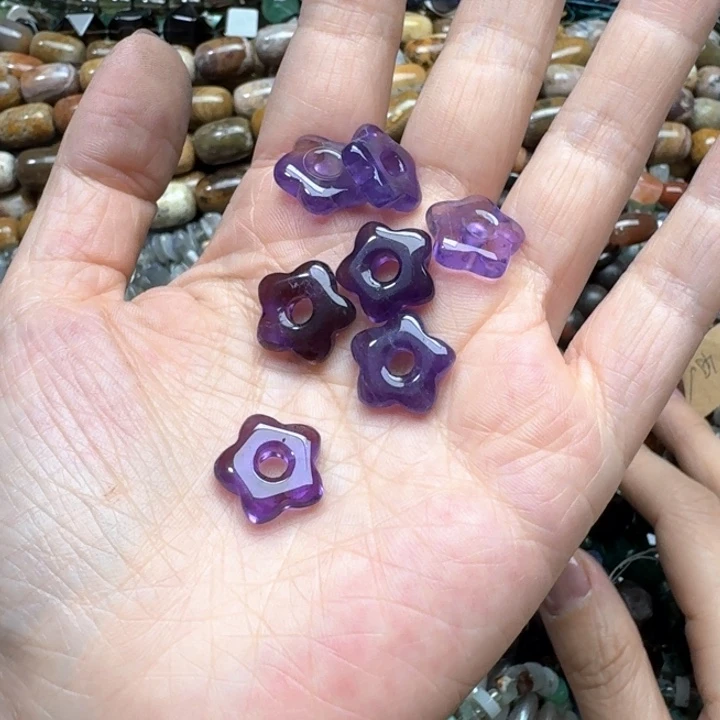 合金玛瑙/玉髓珠宝半成品2个紫水晶花花