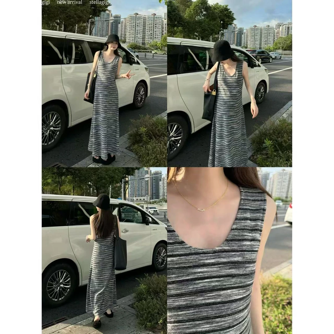 SG / 郭幂幂 AW 韩系慵懒风 弹力条纹针织吊带裙Q-20251680