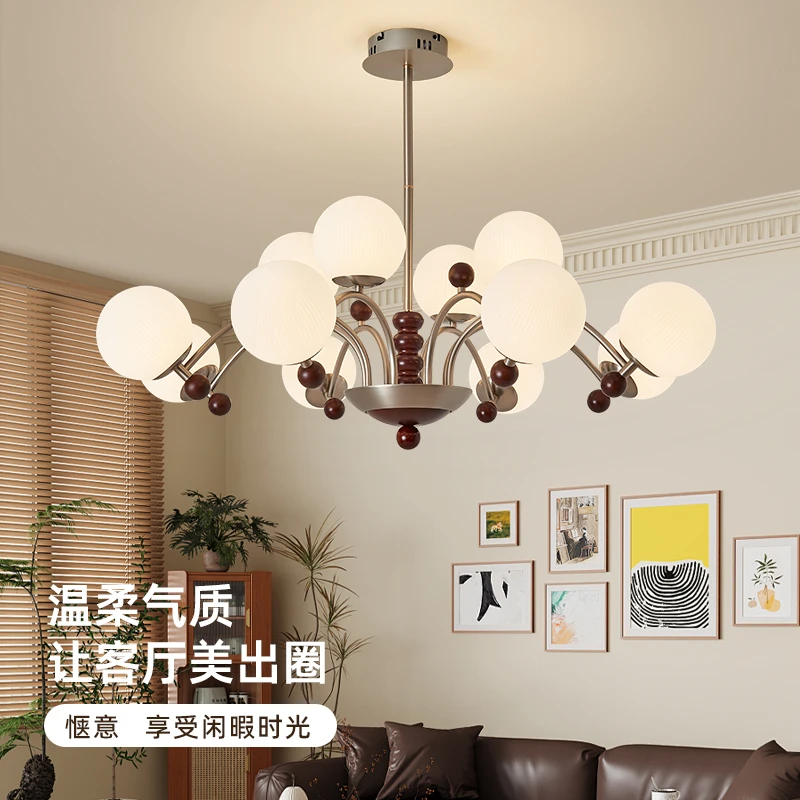 法式中古风客厅吊灯美式复古宋代美学全屋灯具智能吊灯无极调光