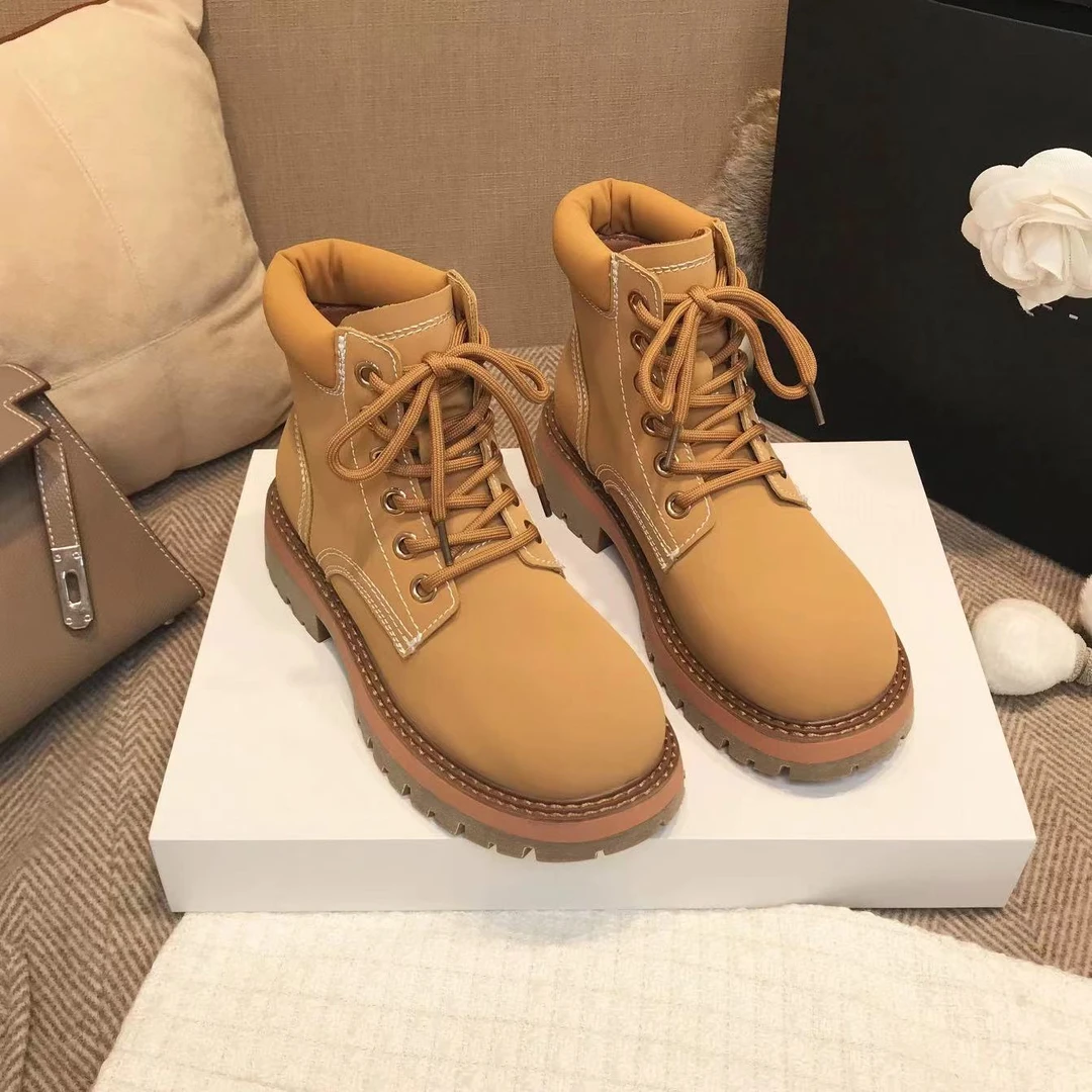 秋冬新款韩版通勤瘦瘦简约短靴小黄靴H6193(不加绒)