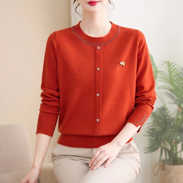 2025春季针织毛衣时尚妈妈装气质女士宽松洋气百搭中老年打底衫