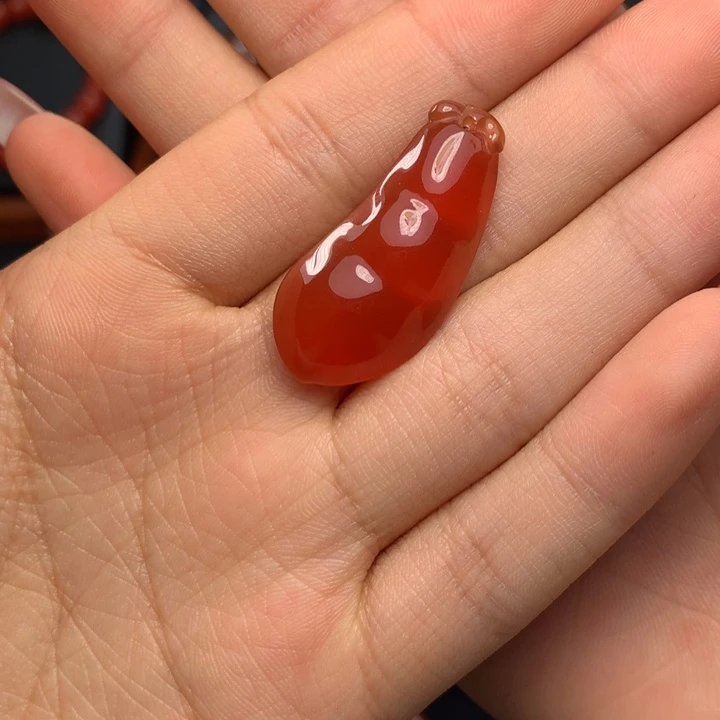 未镶嵌冰红福豆南红玛瑙