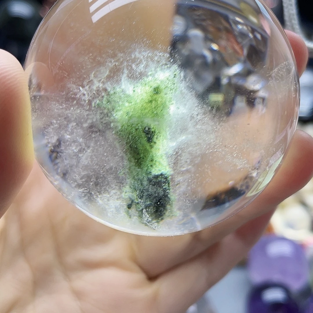 未镶嵌珠宝半成品水晶天然绿幽灵55.5mm